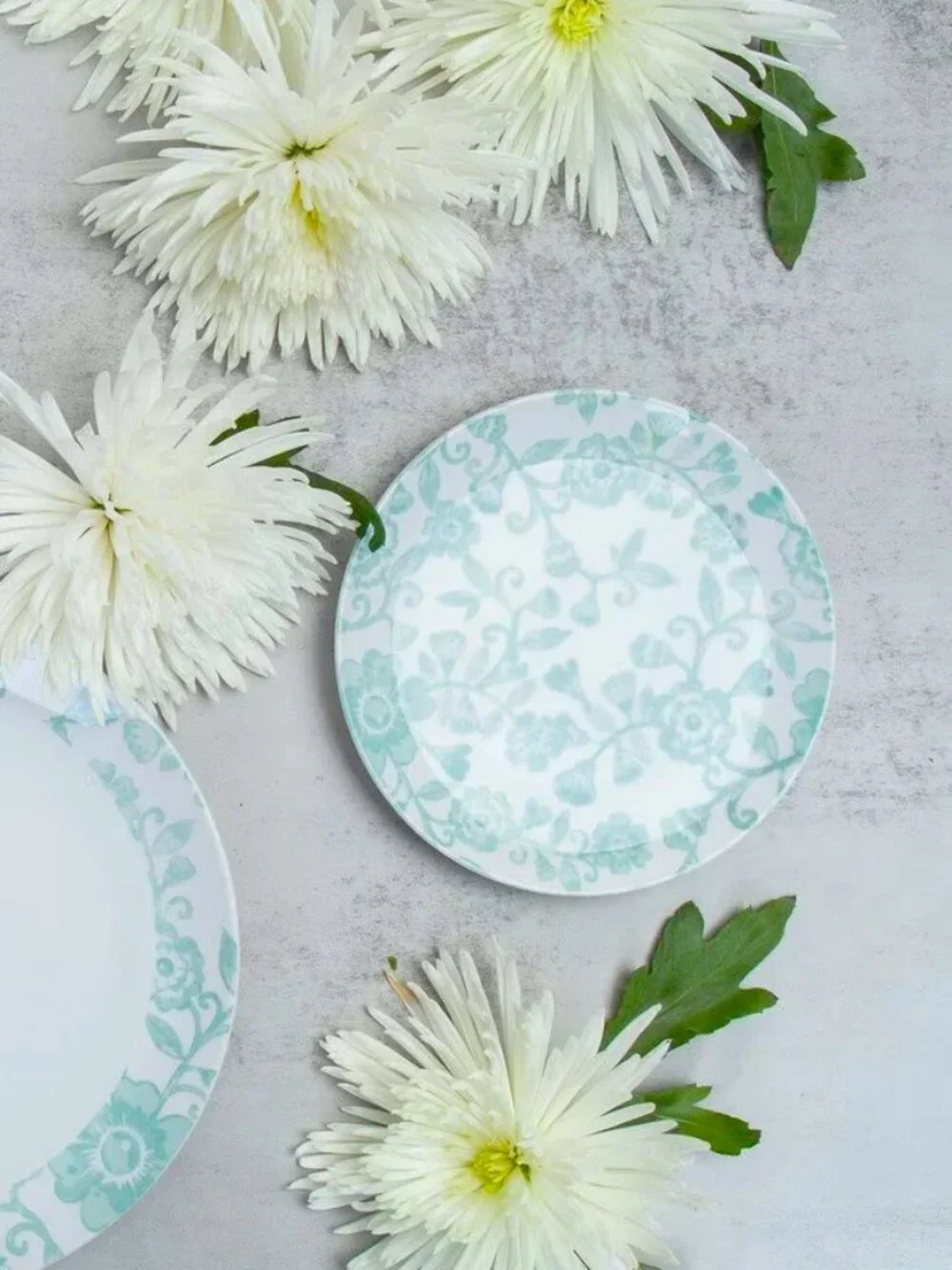 Godinger Dusty Floral Salad Claro Plates 4 x Set Mint Green 6.5